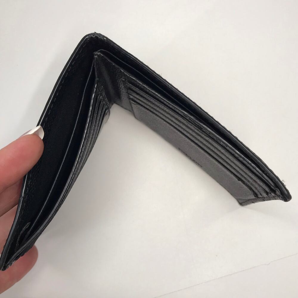 Coach Mens Polished Pebble Leather 3 In 1 Bi Fold Wallet Billfold Black Embossed - Picture 10 of 15